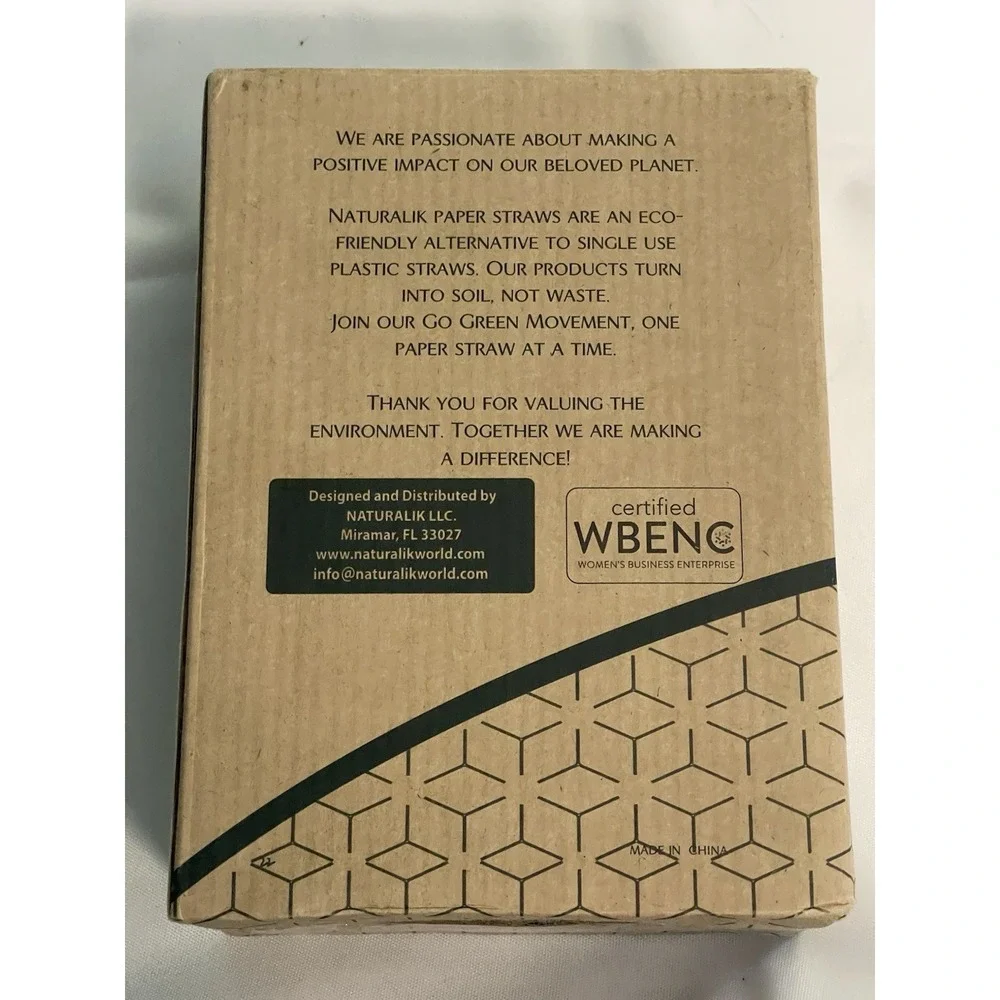 Naturalik 300-Pack Biodegradable Paper Straws‎ - Recyclable - WBENC